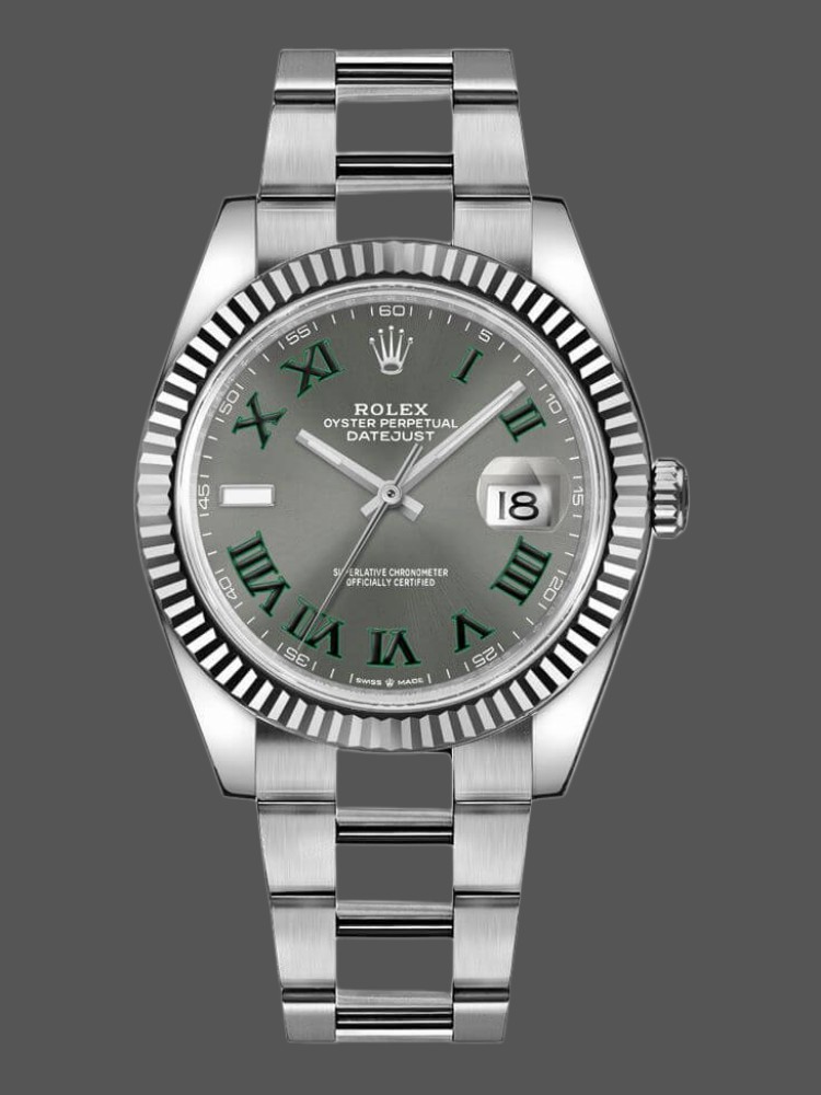 Rolex Datejust 126334 Fluted Bezel Grey Wimbledon Dial 41MM Mens Replica Watch