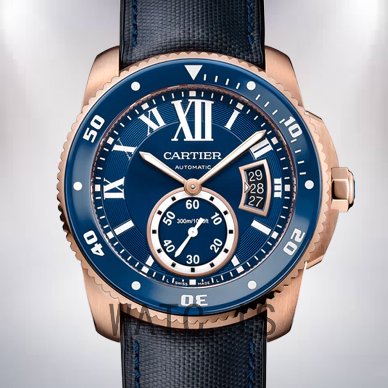 Cartier Calibre 42mm Men's WGCA0009 Rose Gold-tone Blue Dial