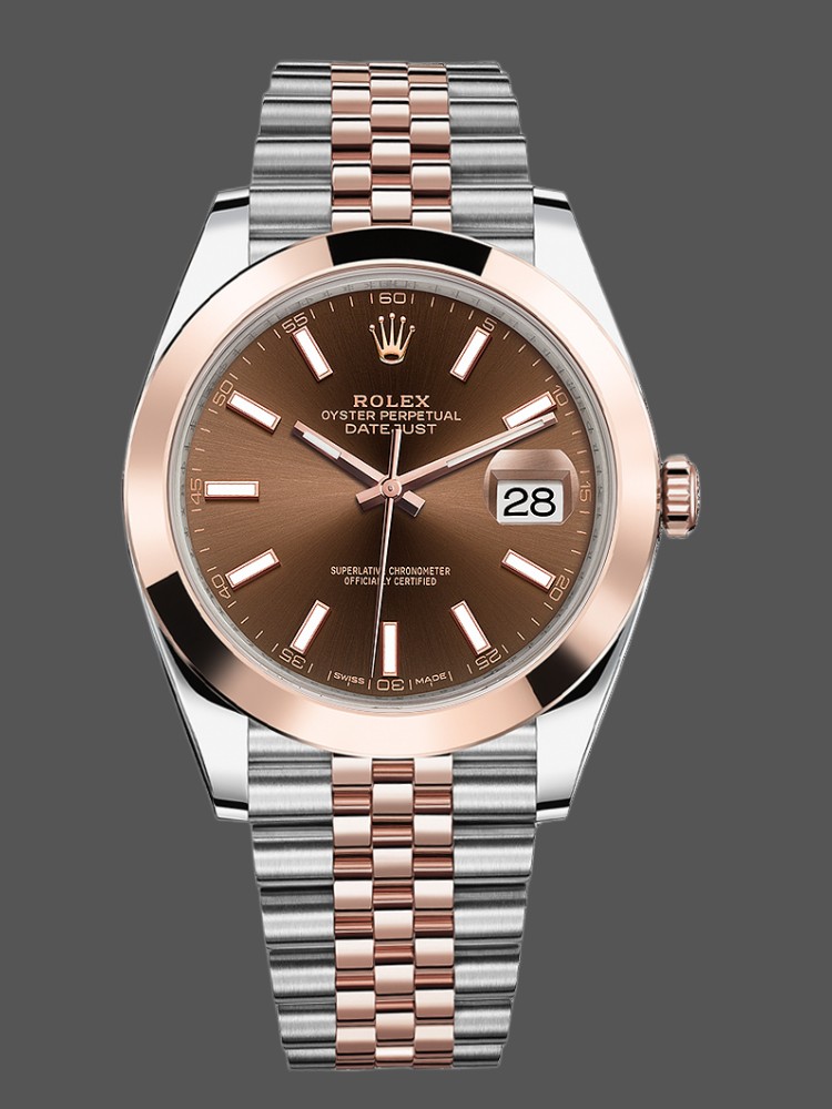 Rolex Datejust 126301 Rose Gold Chocolate Brown Index Dial 41MM Mens Replica Watch