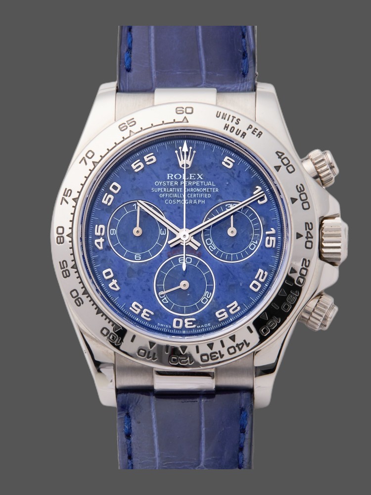 Rolex Daytona 116519 Sodalite Arabic Dial Blue Alligator Leather 40mm Mens Replica Watch