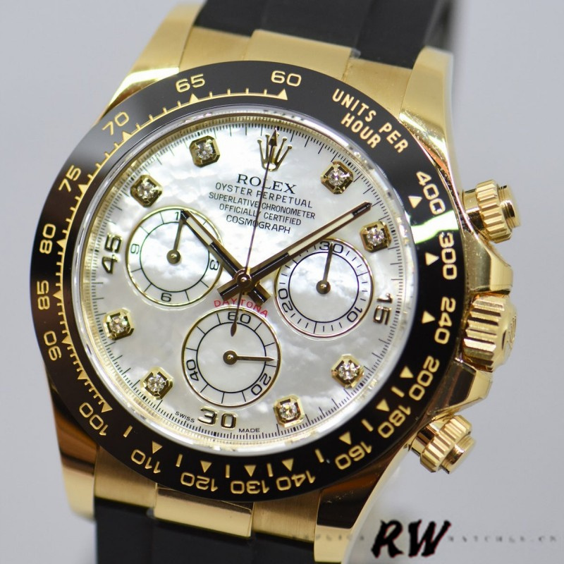Rolex Daytona 116518LN Rubber Strap MOP Diamond Dial 40mm Mens Replica Watch