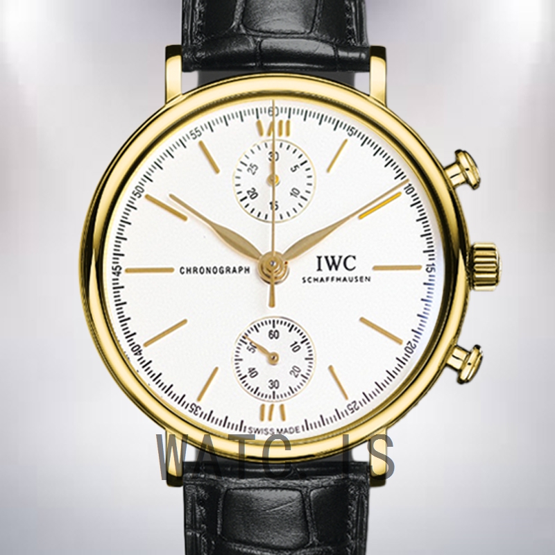 IWC Portofino Chronograph 42mm PortofinoWSR-002 Men's Gold-tone Leather Strap