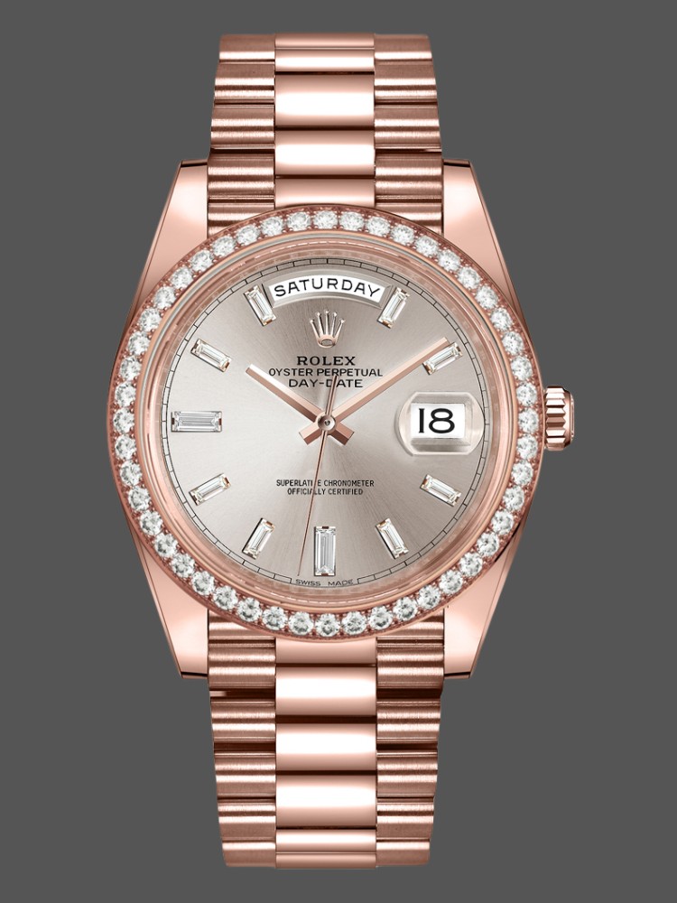 Rolex Day-Date 228345RBR Sundust Diamond Dial Diamond Bezel 40mm Mens Replica Watch