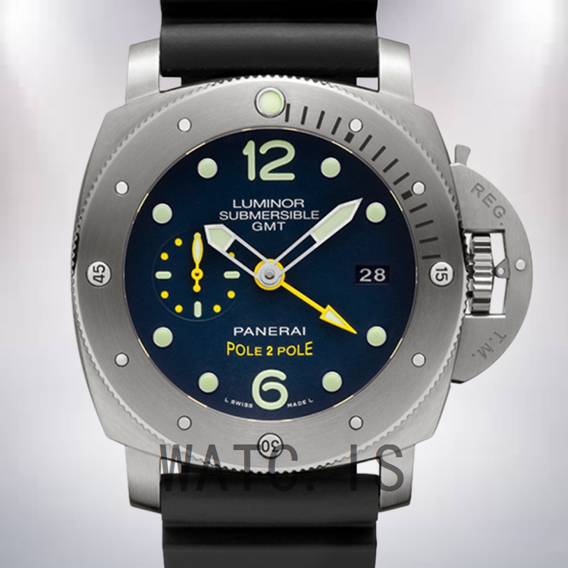 Panerai Luminor Submersible GMT PAM00719-001 47mm Men's Silver-tone Black Dial