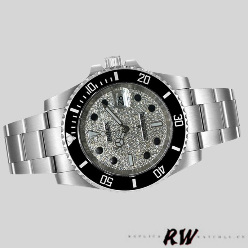 Rolex Yacht-Master 116695 Stainless Steel Diamond Paved Dial 40MM Mens Replica Watch