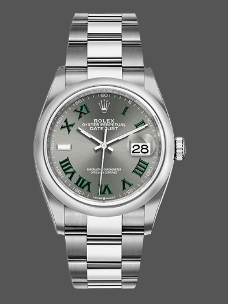 Rolex Datejust 126200 Stainless Steel Grey Wimbledon dial 36MM Unisex Replica Watch