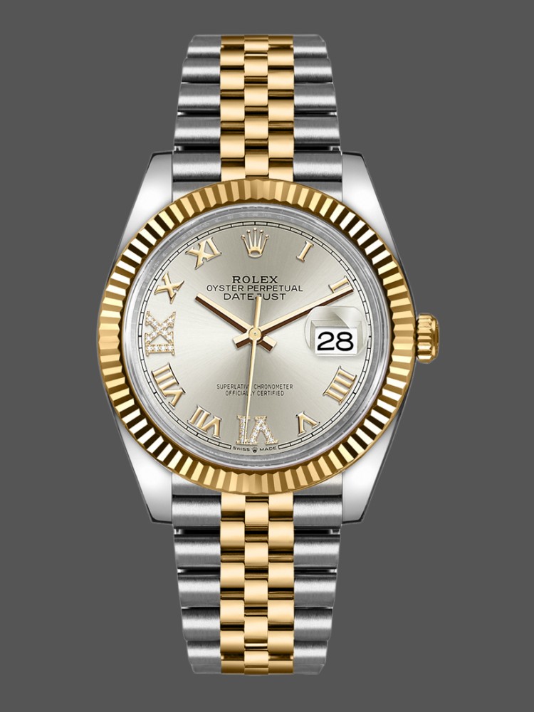 Rolex Datejust 126233 Silver Roman Numeral Dial Fluted Bezel 36MM Unisex Replica Watch