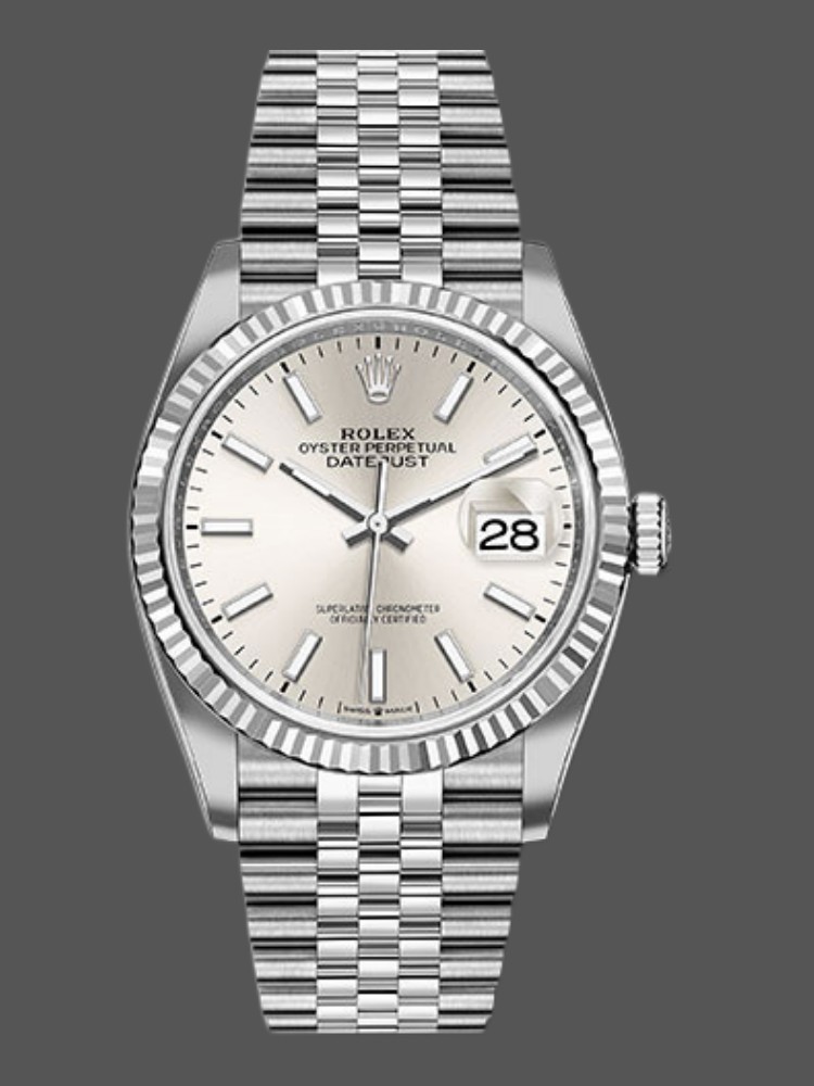 Rolex Datejust 126234 Fluted Bezel Silver Index Dial 36MM Unisex Replica Watch
