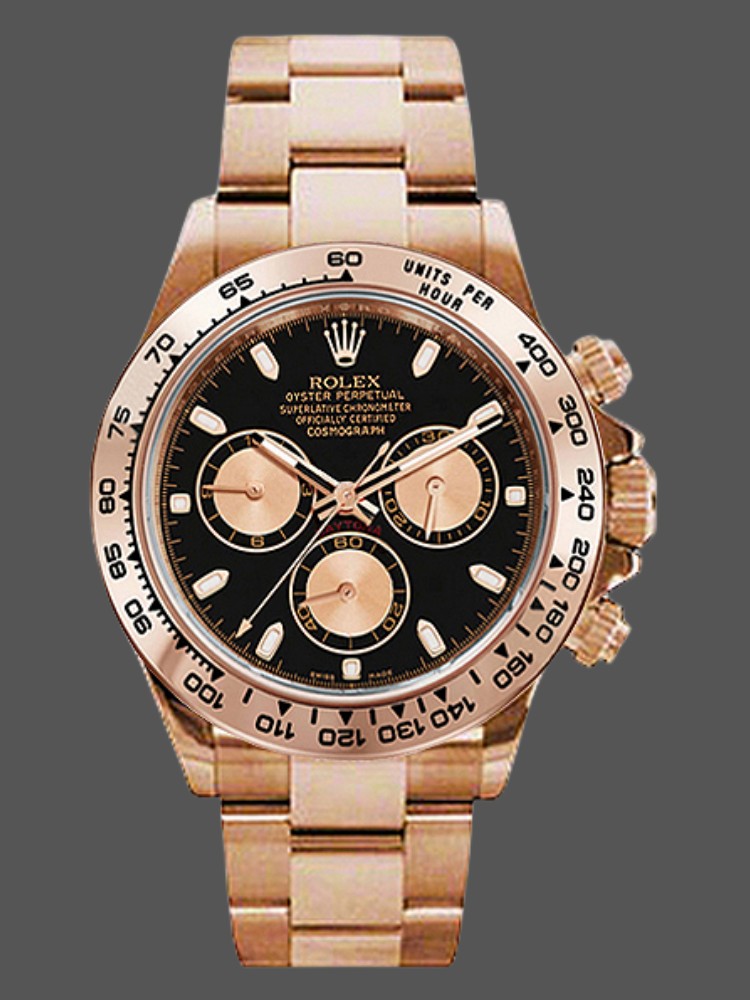 Rolex Daytona m116505 Everose Gold Black Dial 40MM Mens Replica Watch