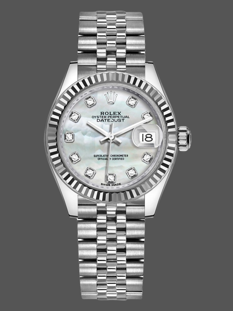 Rolex Datejust 279174 Stainless Steel Mother Of Pearl Diamond Dial 28mm Lady Replica Watch