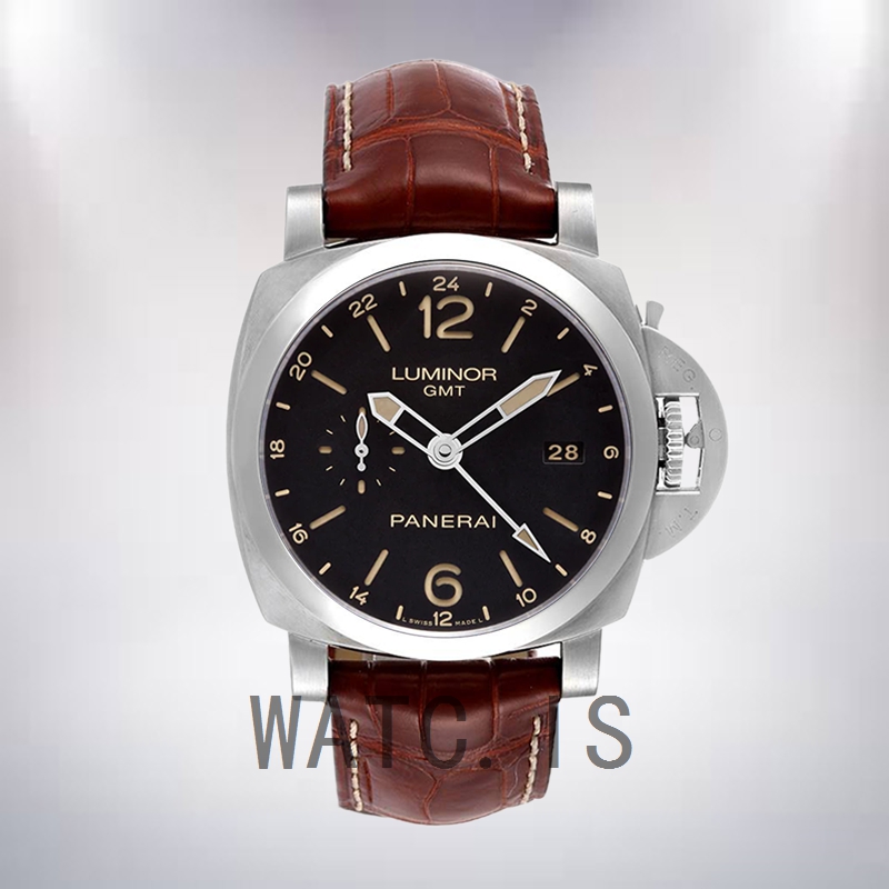 Panerai Luminor GMT 44mm Men's PAM00531 Leather Strap Black Dial