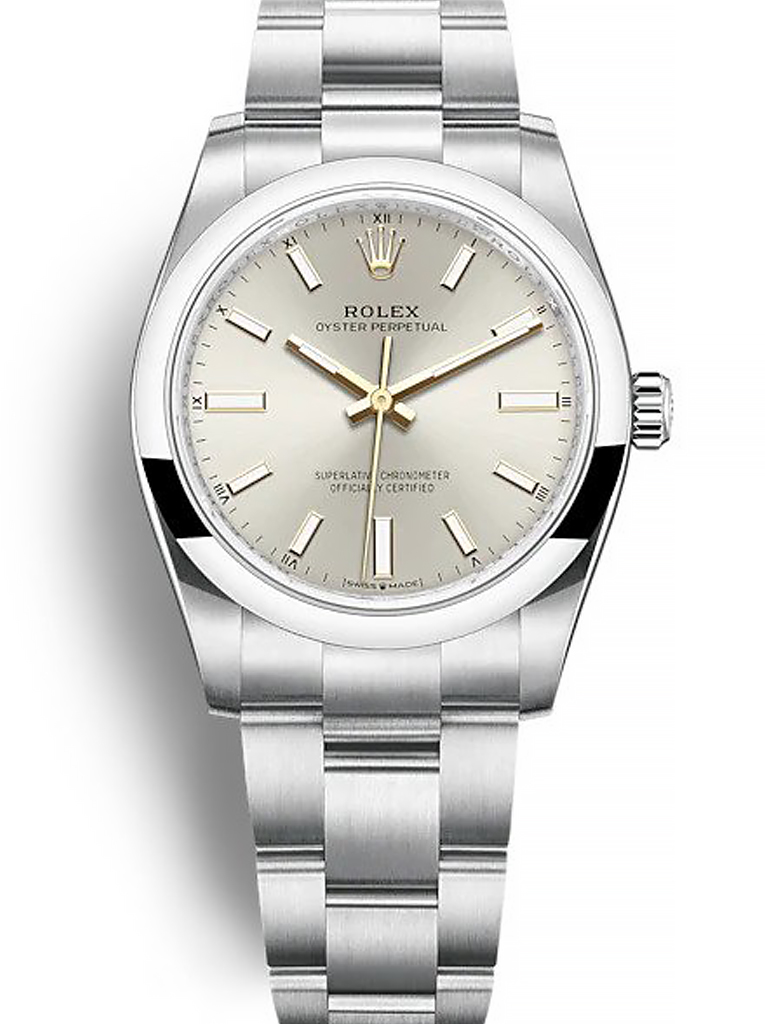 Replica Rolex Oyster Perpetual Lady 34mm Silver Dial 124200