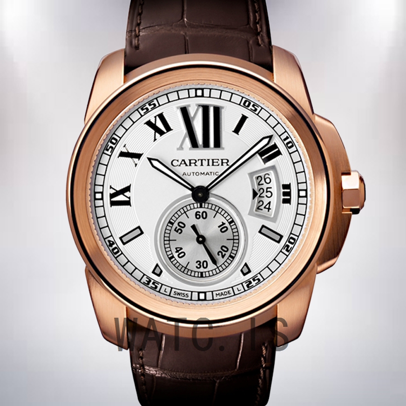 Cartier Calibre 42mm Men's W7100009 Rose Gold-tone White Dial