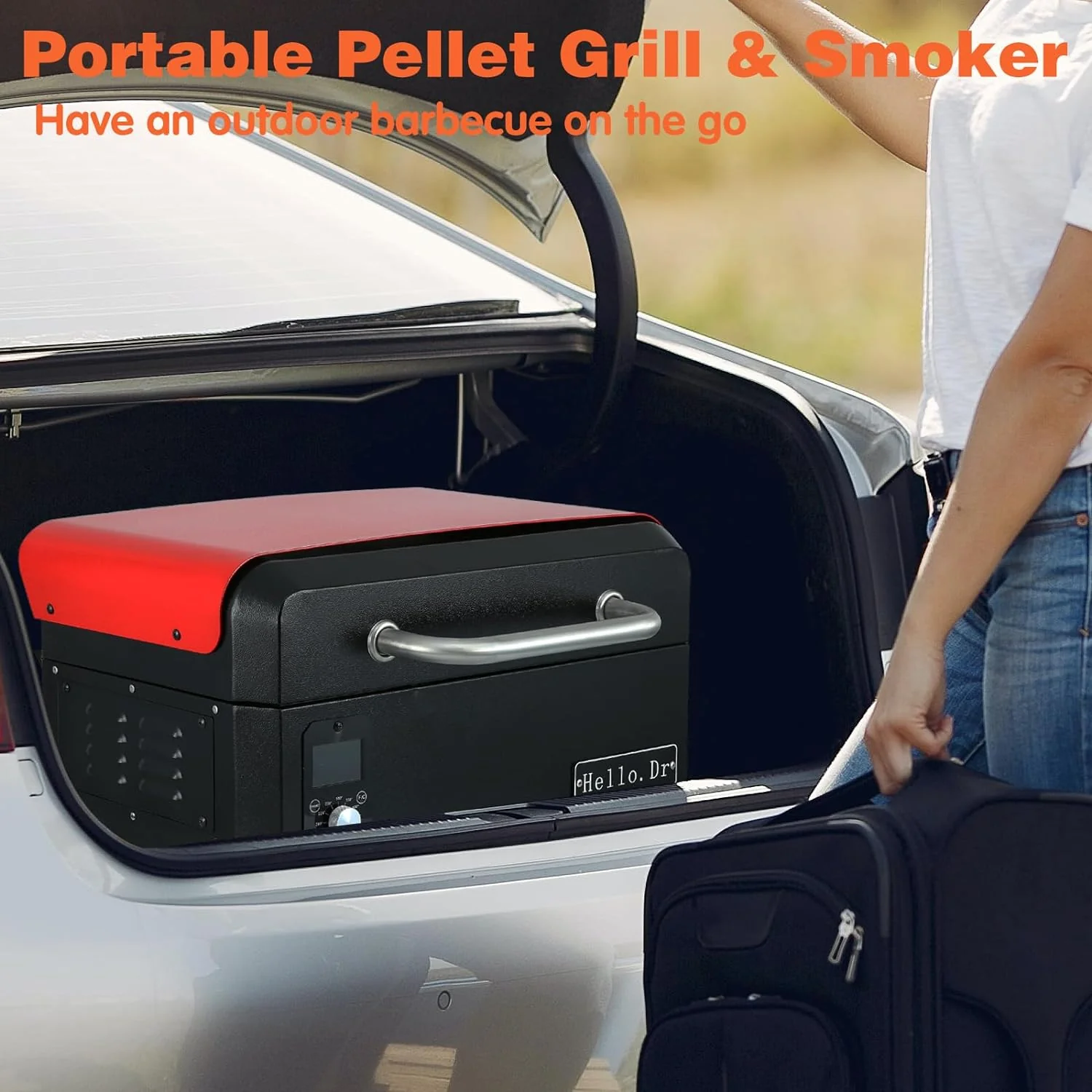 Portable Wood Pellet Grill and Smoker,Electric Outdoor 8 in 1 Tabletop Grills for RV Camping Tailgating RV Cooking BBQ, Intelligent Temperature Control and Superheated Steam Technology