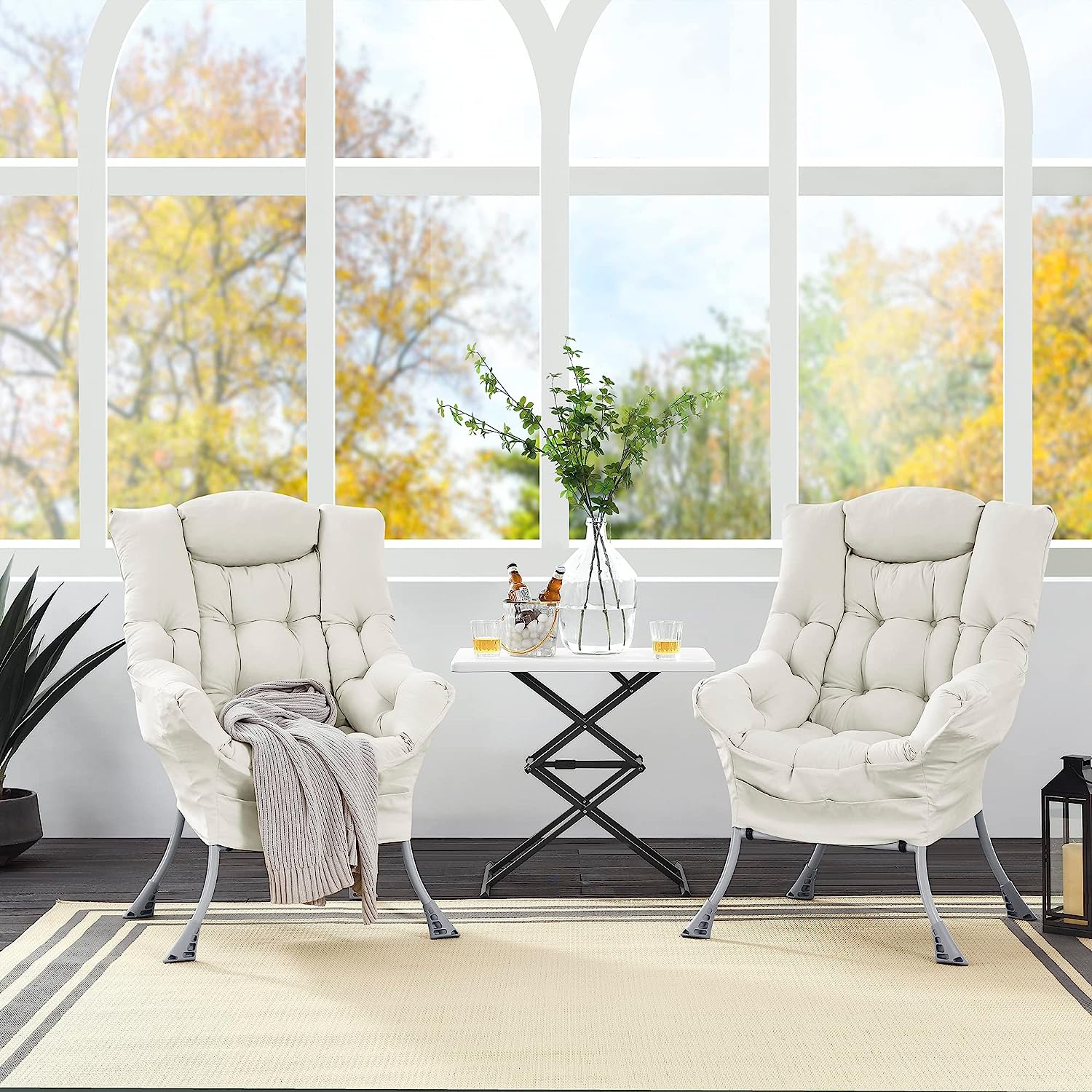 Living and More High Back Sofa Chair, Modern Fabric Lazy Chair, Accent Contemporary Lounge Chair, Cool Grey