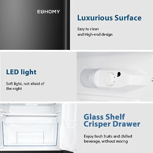 Euhomy Mini Fridge with Freezer, 3.2 Cu.Ft Mini Refrigerator with Freezer