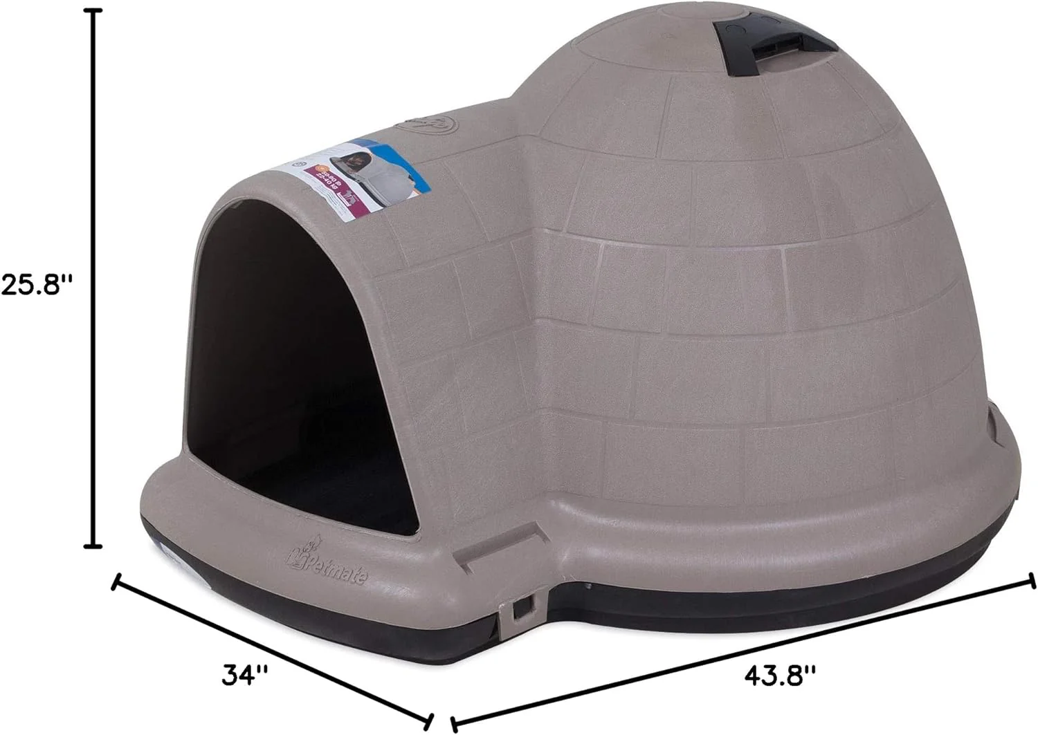 Petmate Indigo Dog House (Igloo Dog House, Made in USA with 90% Recycled Materials, All-Weather Protection Pet Shelter) for XL Dogs -90 to 125 pounds, Made in USA