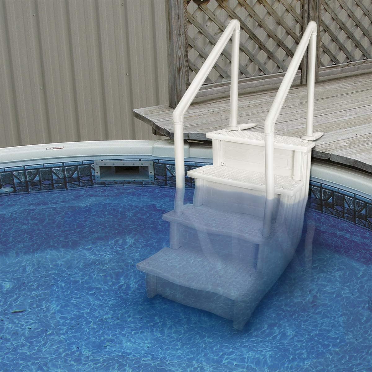 Select Anti-Slip in-Pool Steps | Gray | for Above Ground Swimming Pools | Can Mount to Decks 48