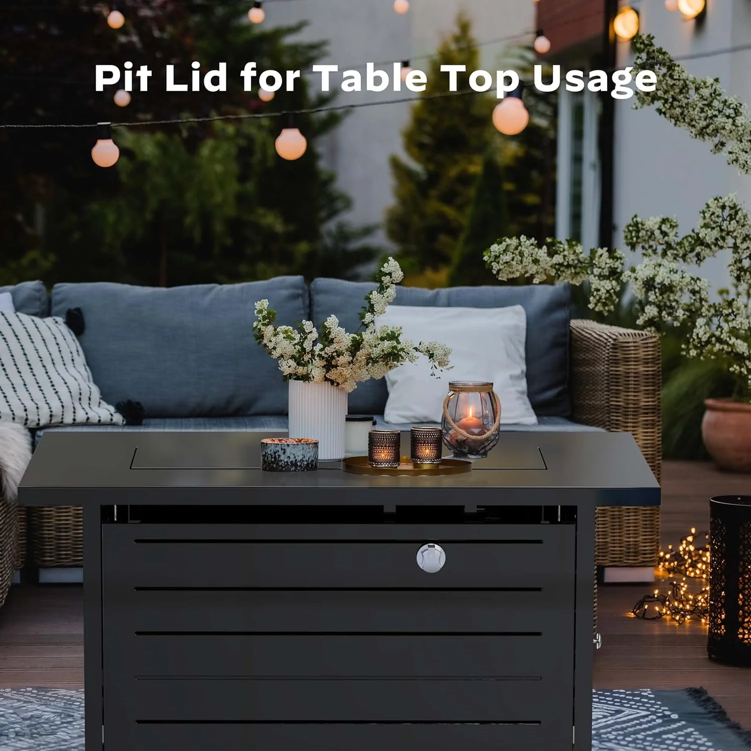 Gas Fire Pit Table, 50,000 BTU Outdoor Propane Fire Pit