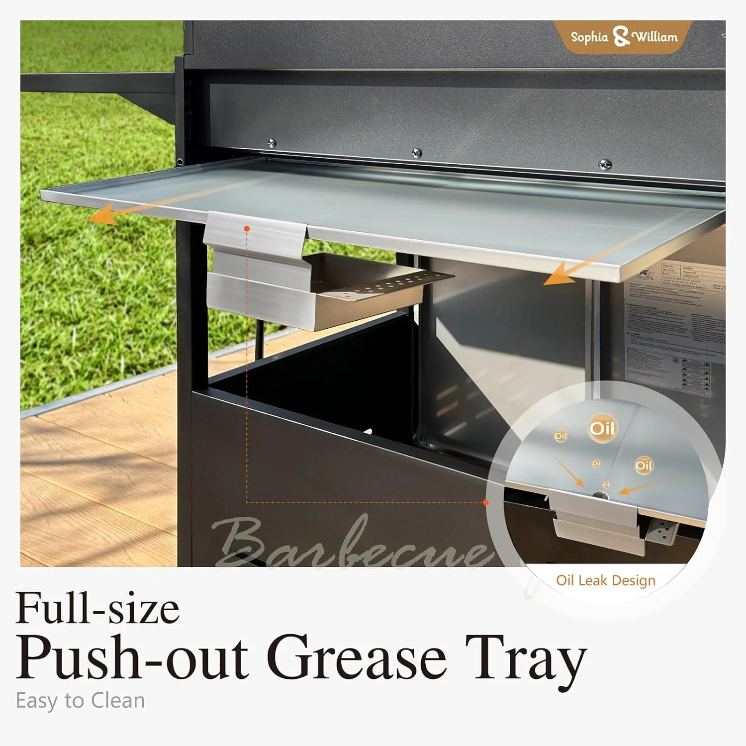 Burner Gas grill with side burner and enameled cast iron grille 42,000BTU outdoor cooking stainless steel propane grill Garden grill, silver