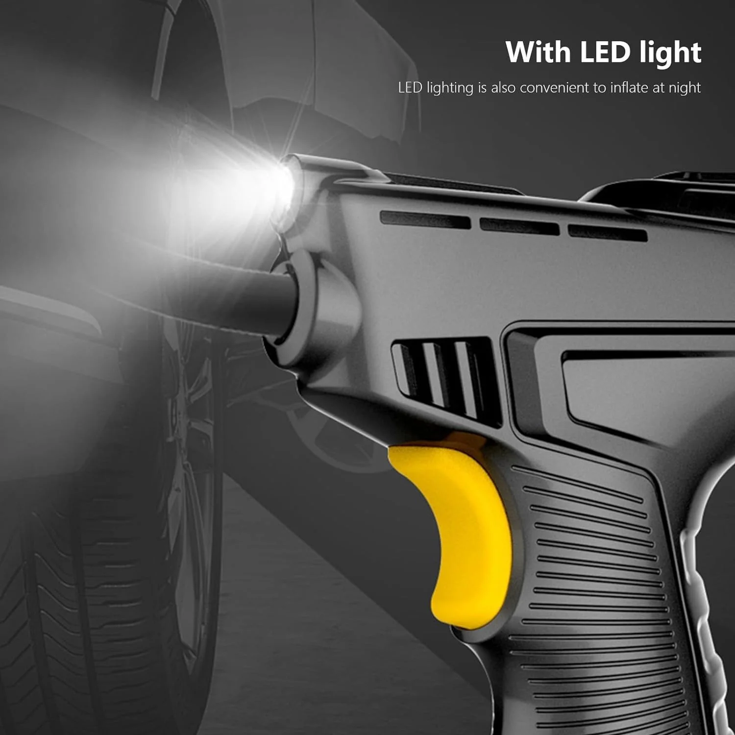 Tire Inflator Pump with Emergency LED Light - 12V