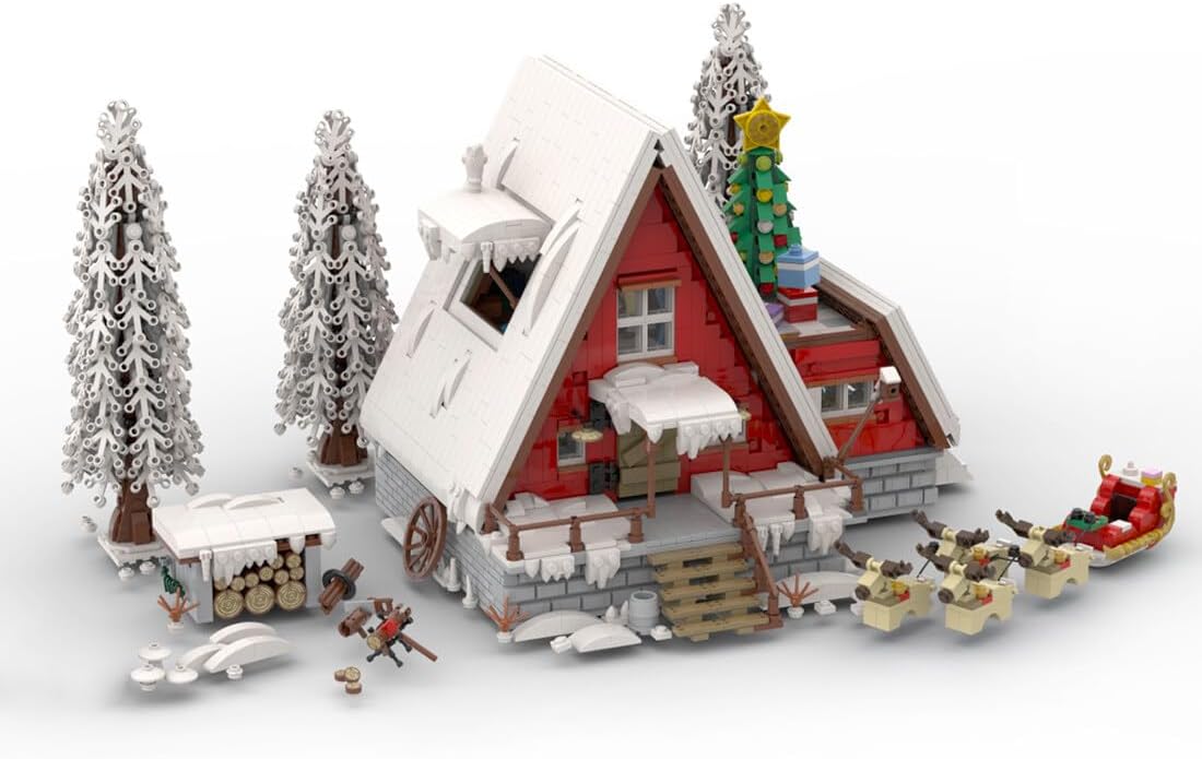 Christmas Country Church Building Kit, MOC-147549 Winter Modular Building Blocks Christmas House Building Block Building Toy (1769 Pieces)