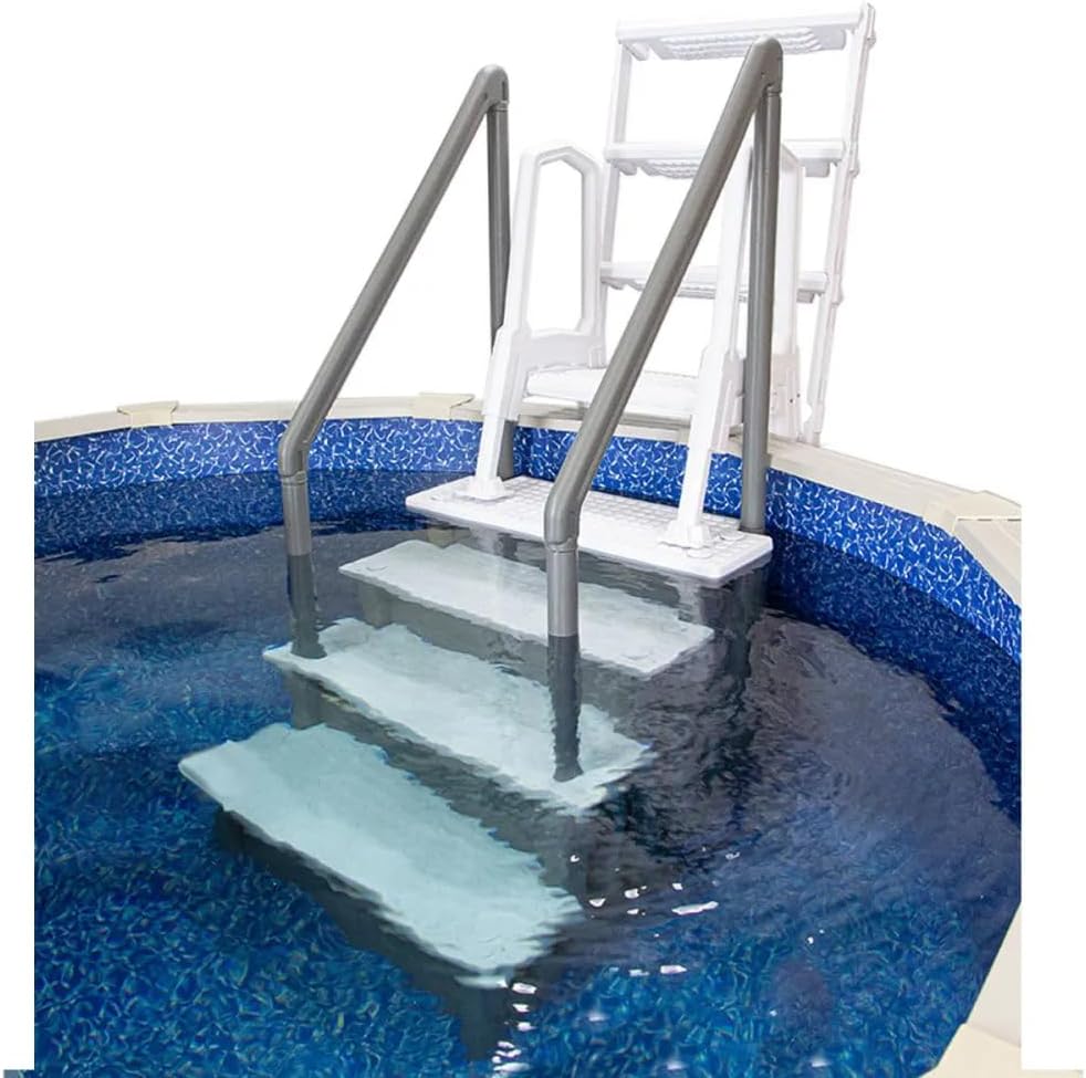 Select Anti-Slip in-Pool Steps | Gray | for Above Ground Swimming Pools | Can Mount to Decks 48