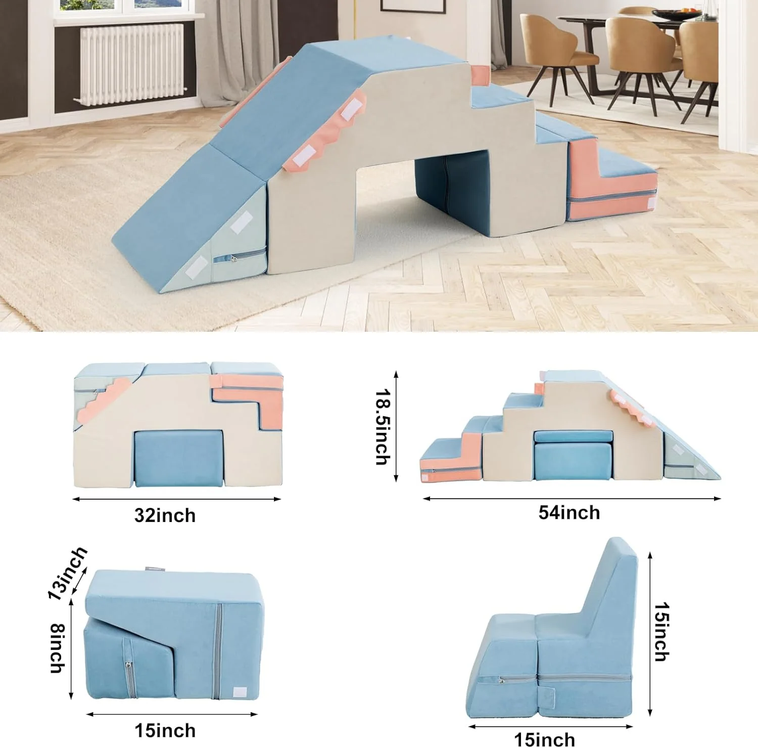 4 in 1 toddler foam climbing blocks, indoor soft climbing and crawling toys