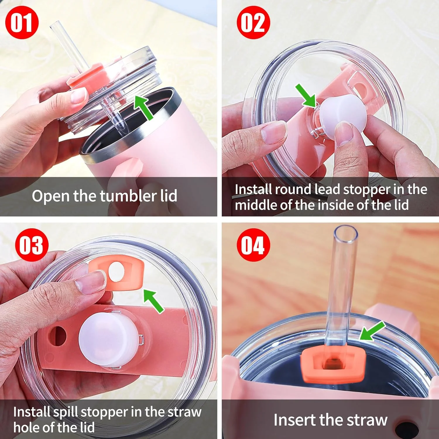 40 oz 30 oz tumbler with handle and anti-spill stopper