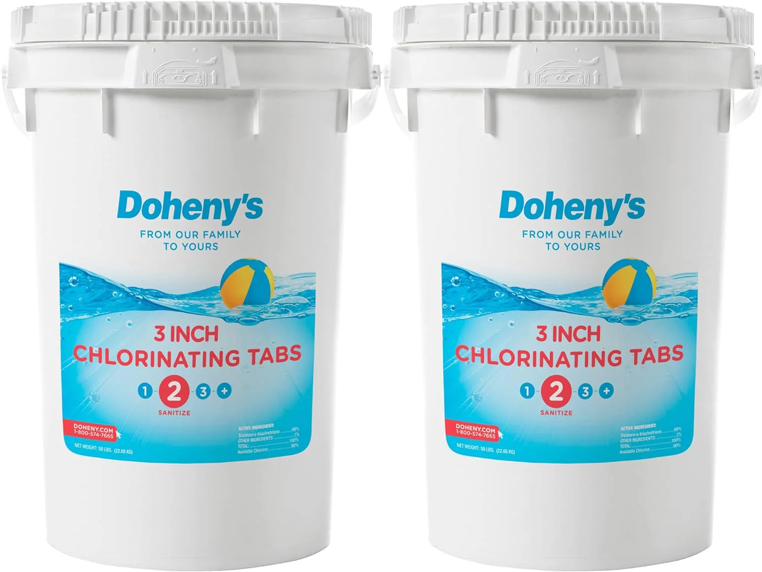 Doheny's 3 Inch Stabilized Chlorine Tablets | Pro-Grade Pool Sanitizer, Long Lasting, Slow Dissolving, 99% Pure Tri-Chlor, Individually Wrapped - 50lb
