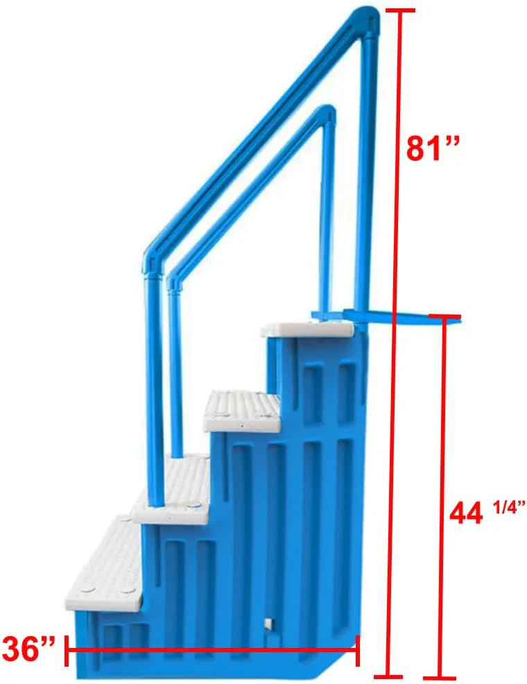 Select Anti-Slip in-Pool Steps | Gray | for Above Ground Swimming Pools | Can Mount to Decks 48