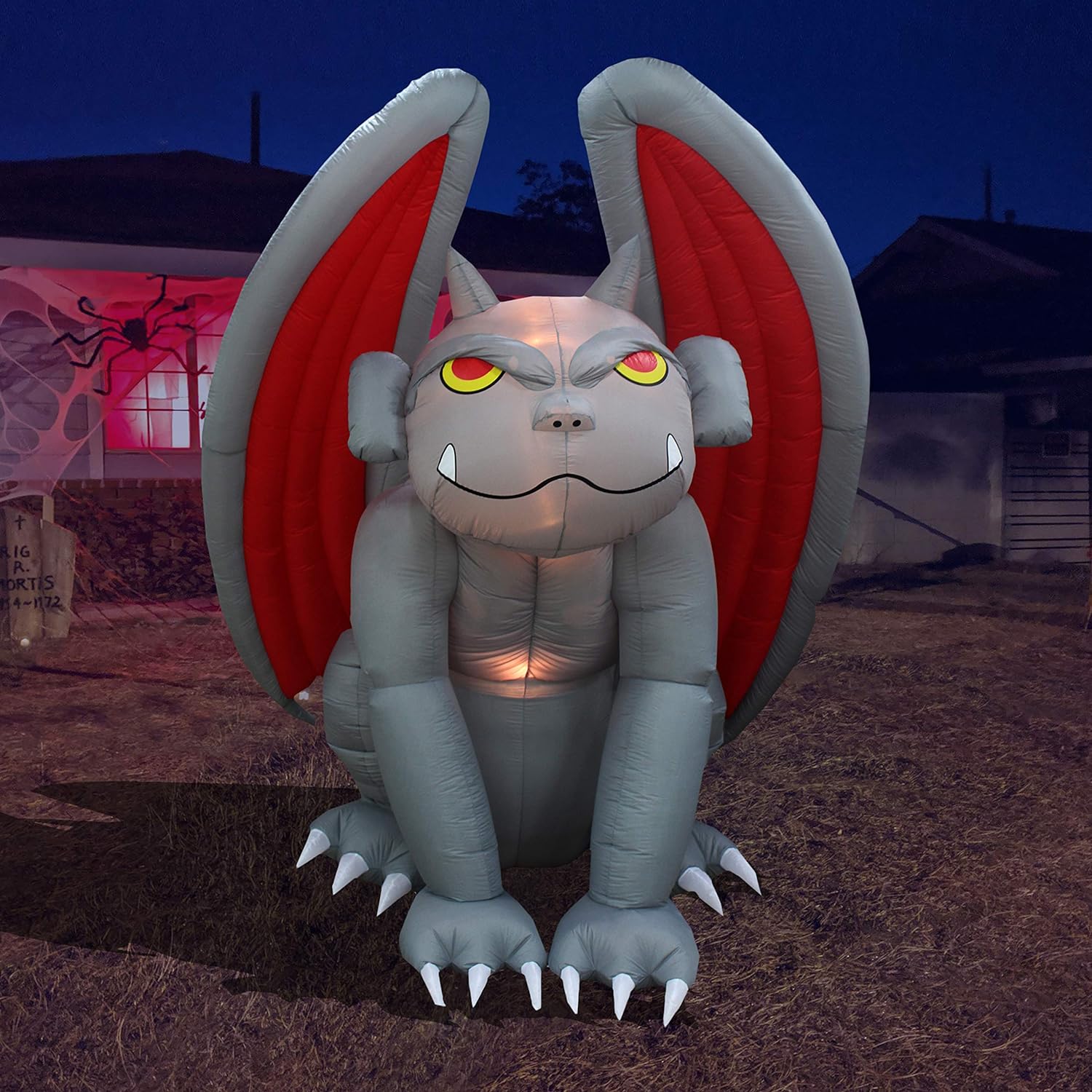 8ft Giant Halloween Inflatable Gargoyle Monster Light Decoration