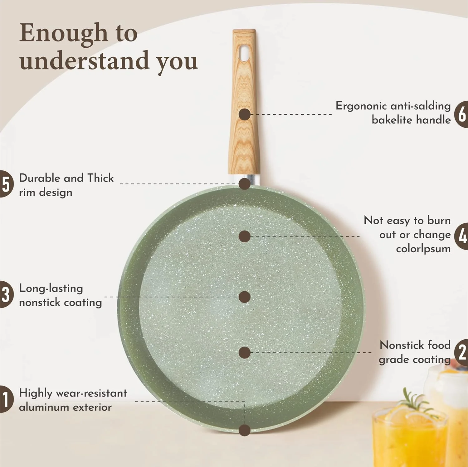 Kitchen Academy Induction Cookware Sets - 12 Piece Green Cooking Pan Set, Granite Nonstick Pots and Pans Set