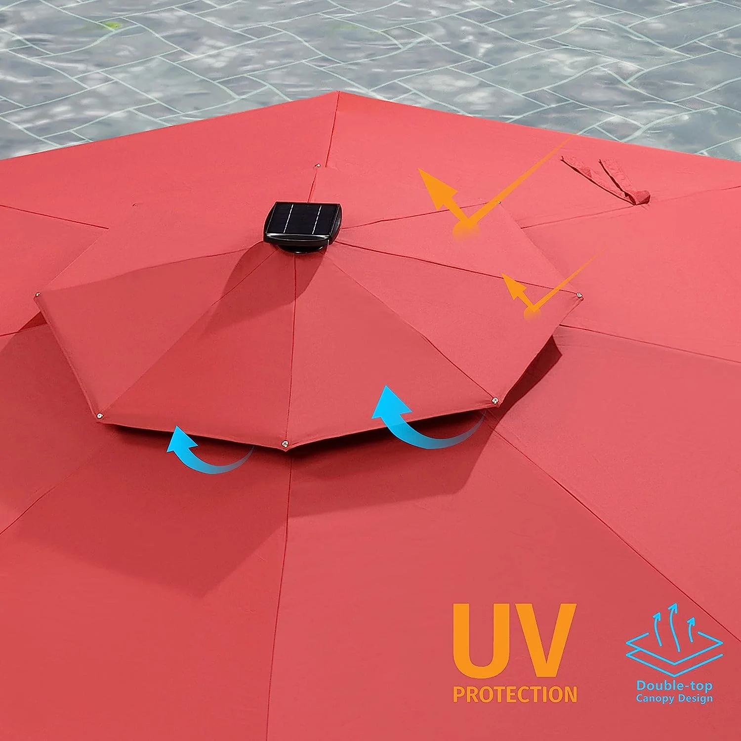 12ft Solar LED Patio Umbrella Outdoor Round Umbrella Large Cantilever Umbrella with LED Lights Windproof Bias Umbrella Heavy Duty Parasol for Garden Deck Pool Patio