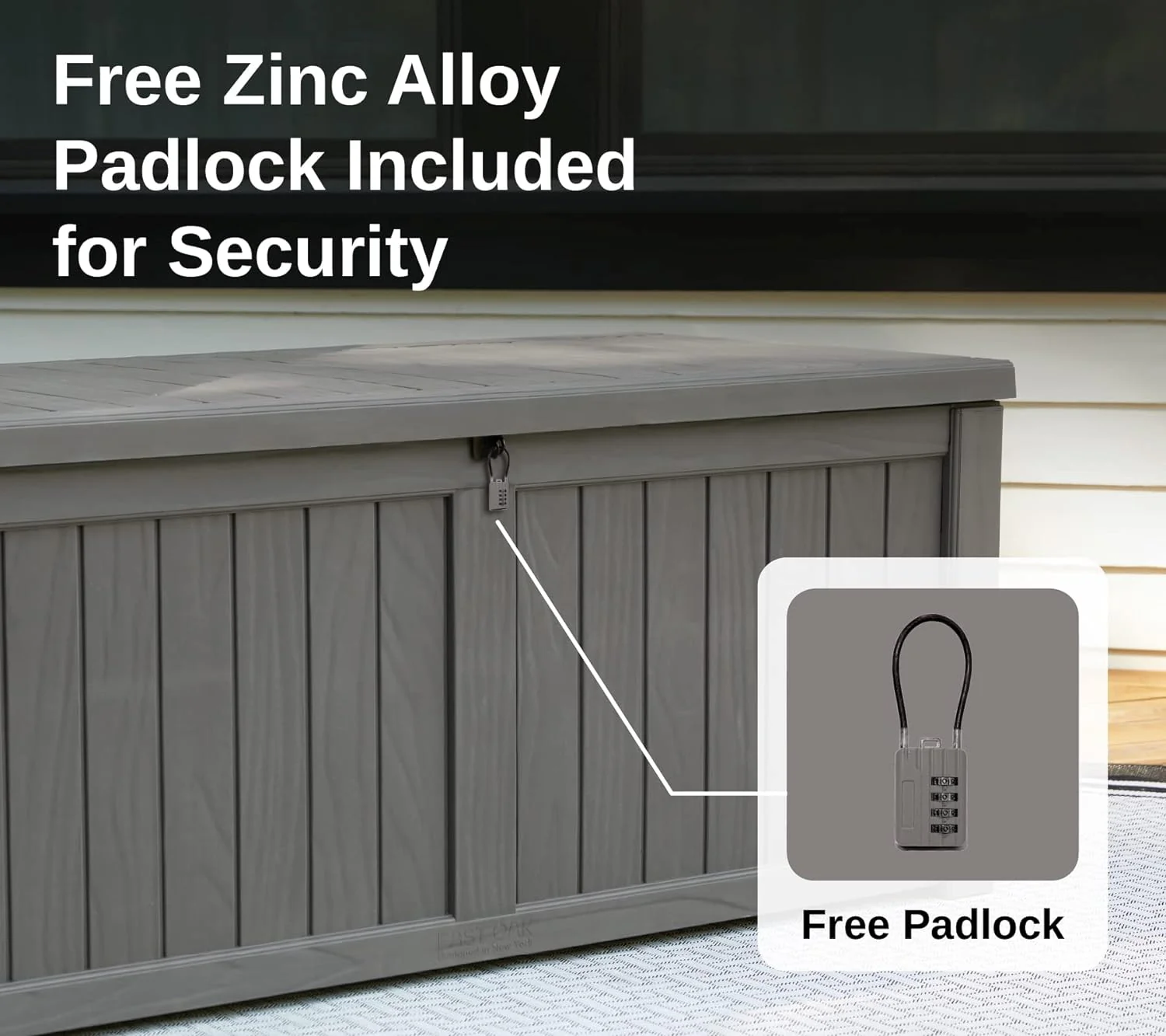 230 Gallon Deck Box, Outdoor Storage Box with Padlock