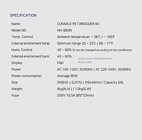 Brooders and Incubators Curadle R-com Pet Brooder MXB60N 2 Year Warranty with Bonus Tray