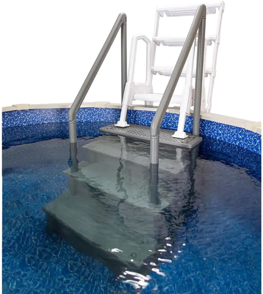 Select Anti-Slip in-Pool Steps | Gray | for Above Ground Swimming Pools | Can Mount to Decks 48