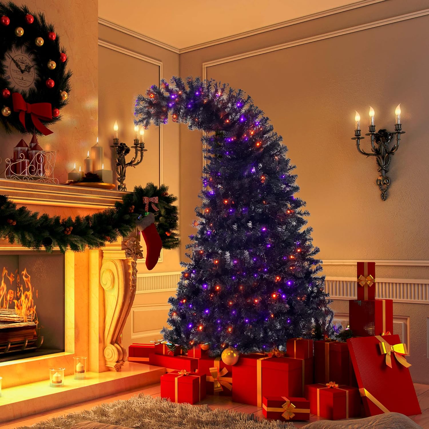 7ft Black Christmas Tree for Halloween Christmas (Black)