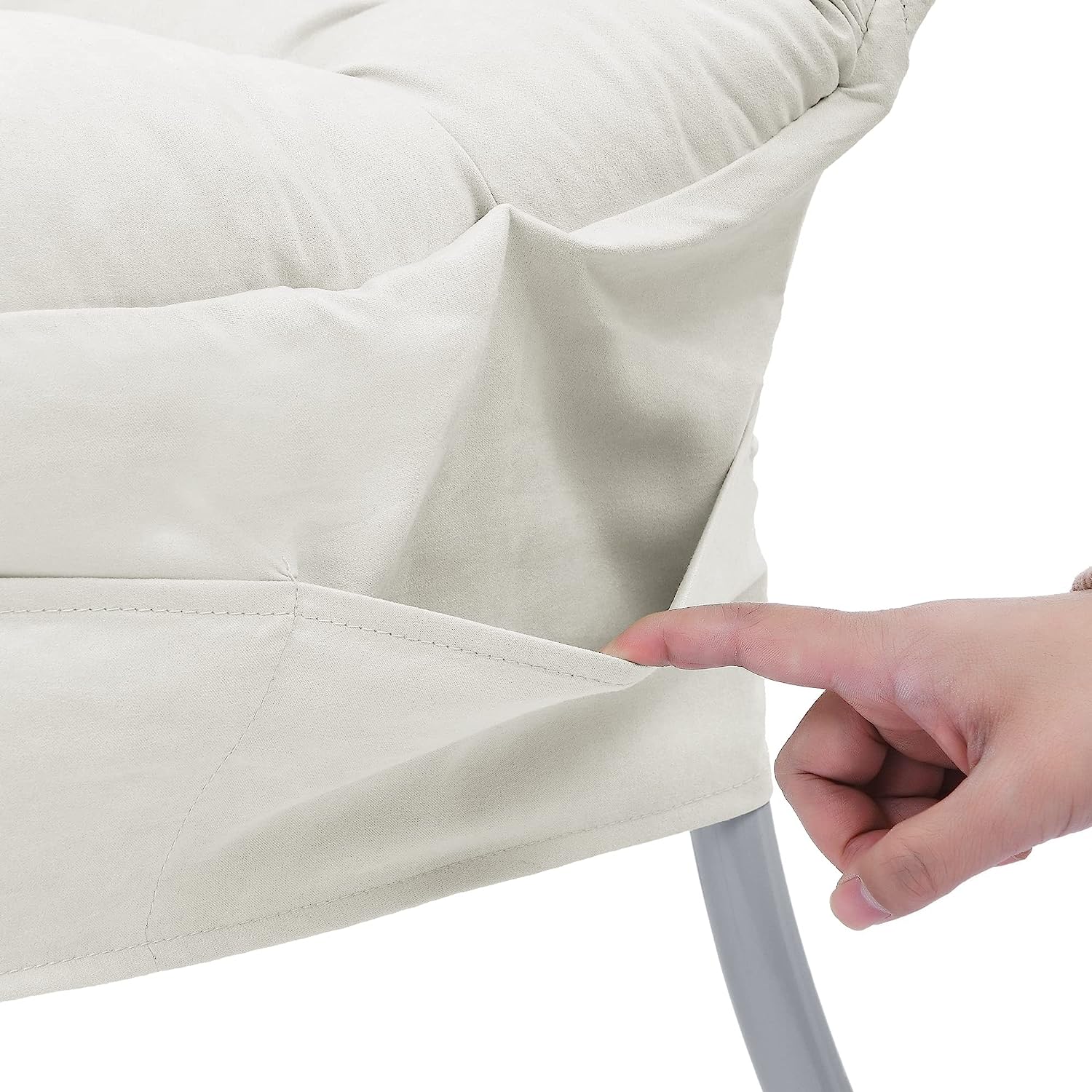 Living and More High Back Sofa Chair, Modern Fabric Lazy Chair, Accent Contemporary Lounge Chair, Cool Grey