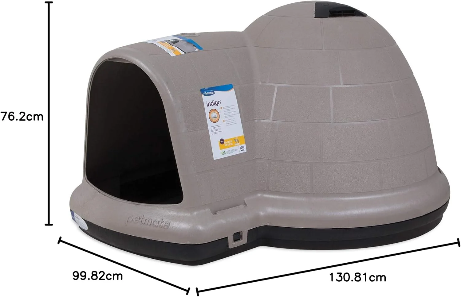 Petmate Indigo Dog House (Igloo Dog House, Made in USA with 90% Recycled Materials, All-Weather Protection Pet Shelter) for XL Dogs -90 to 125 pounds, Made in USA