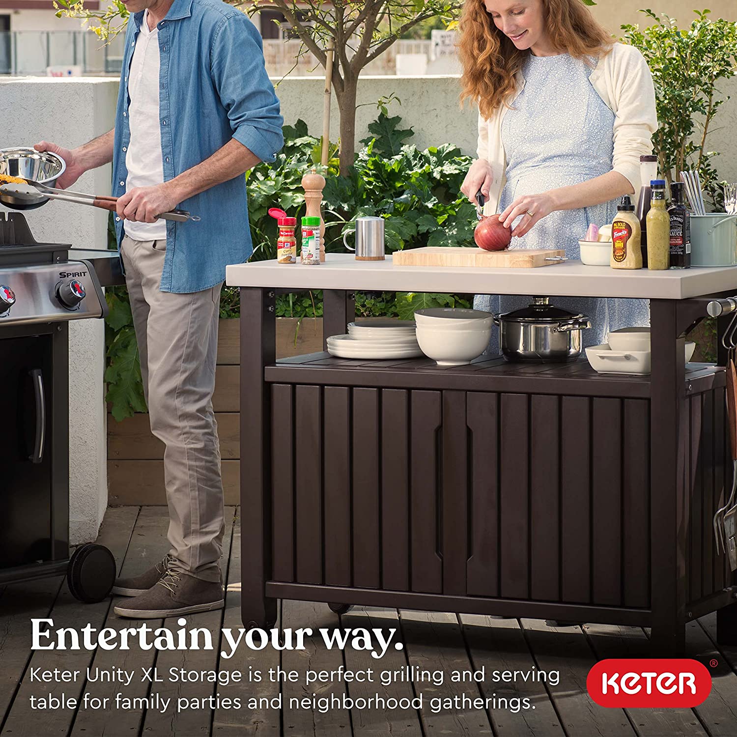 Keter Unity XL Portable Outdoor Table and Storage