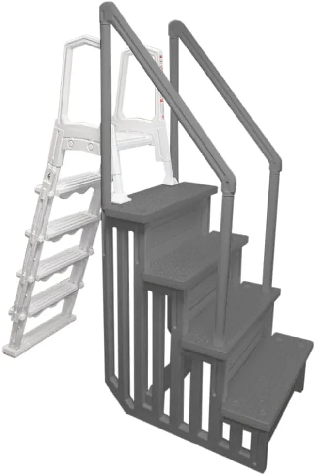 Select Anti-Slip in-Pool Steps | Gray | for Above Ground Swimming Pools | Can Mount to Decks 48