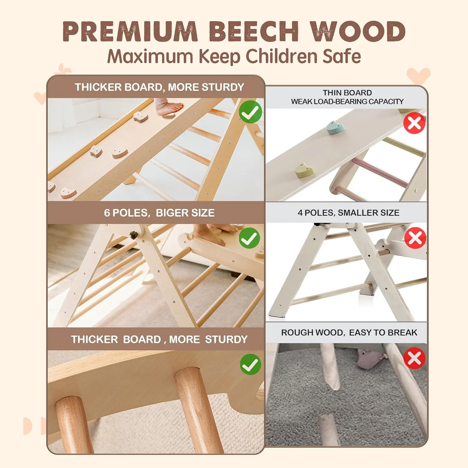 5 in 1 Pikler Triangle Set, Baby Climbing Toy Indoor Playground, Kids Jungle Gym