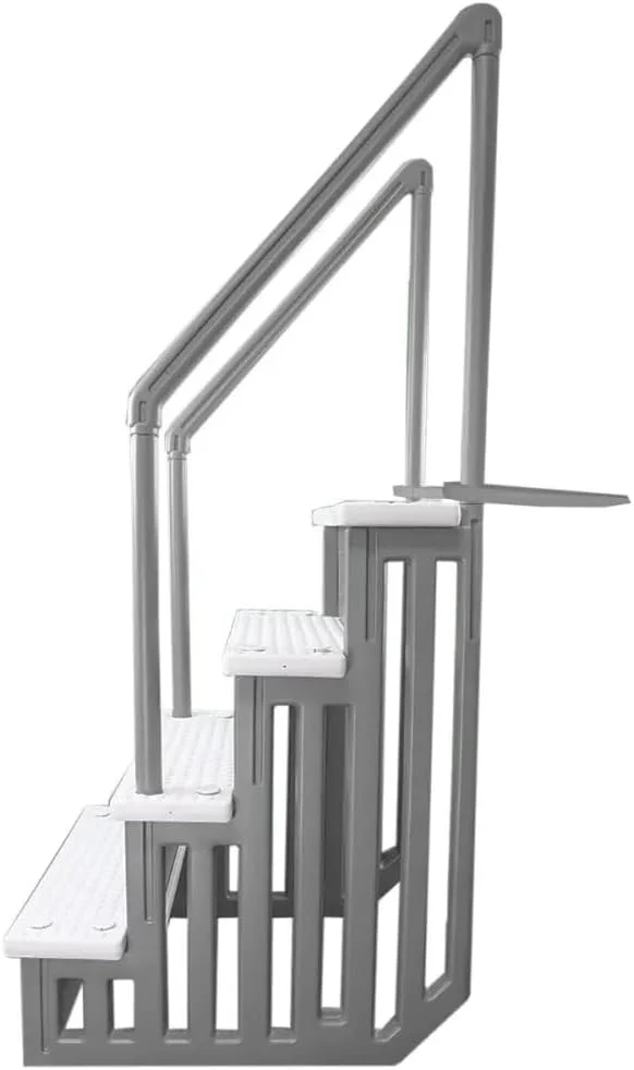 Select Anti-Slip in-Pool Steps | Gray | for Above Ground Swimming Pools | Can Mount to Decks 48
