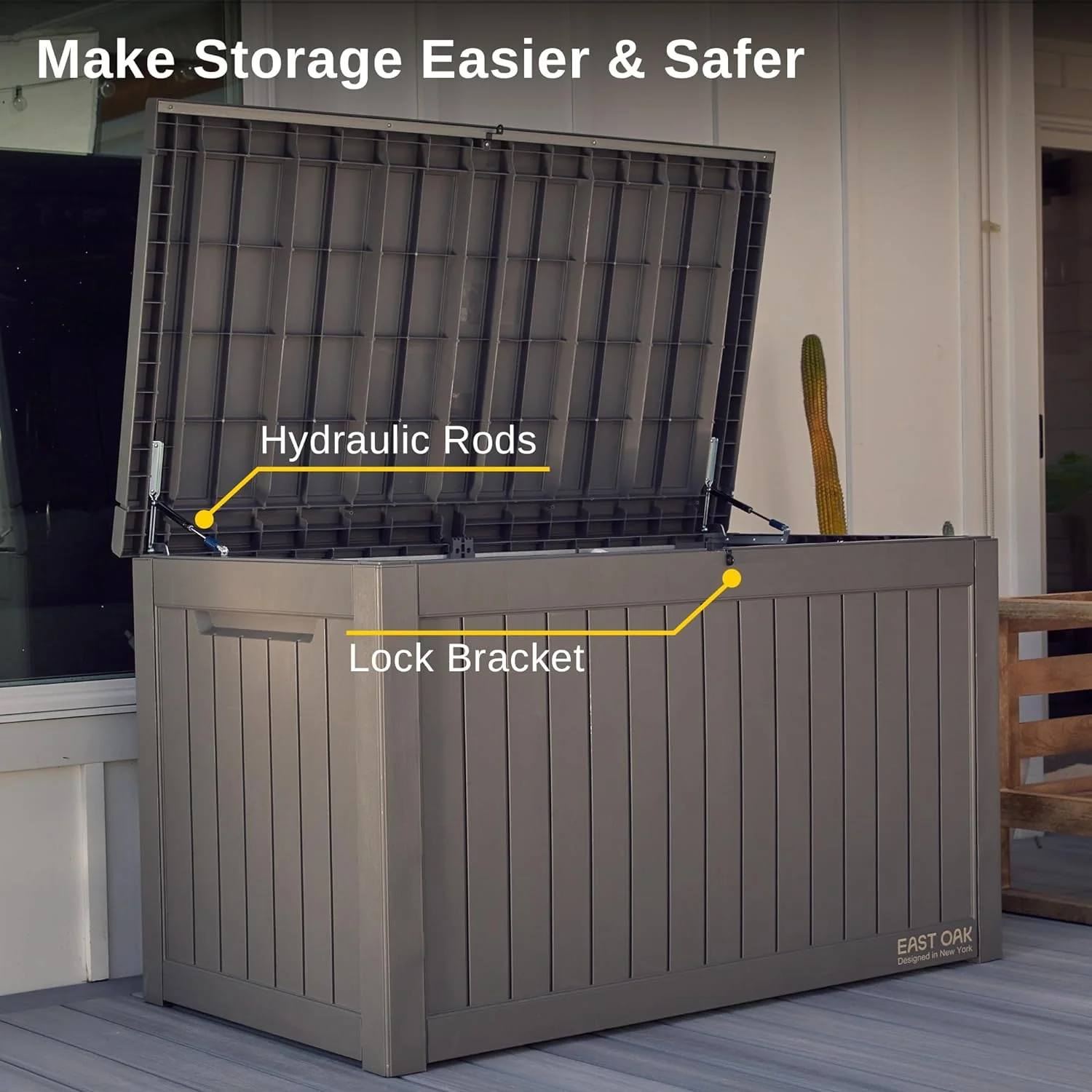 230 Gallon Deck Box, Outdoor Storage Box with Padlock