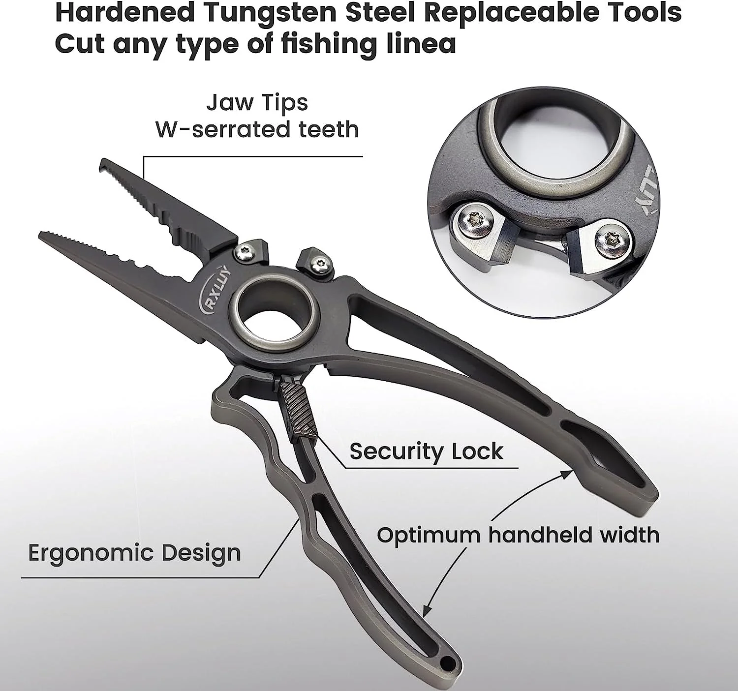 RXLUY Titanium Fishing Pliers, Premium Saltwater Fishing Gear, Tungsten Cutters, Split Ring Hook Remover, Knot Tying Tool with Lanyard, Ice Fishing, Sea Fishing Kit Gifts for Men