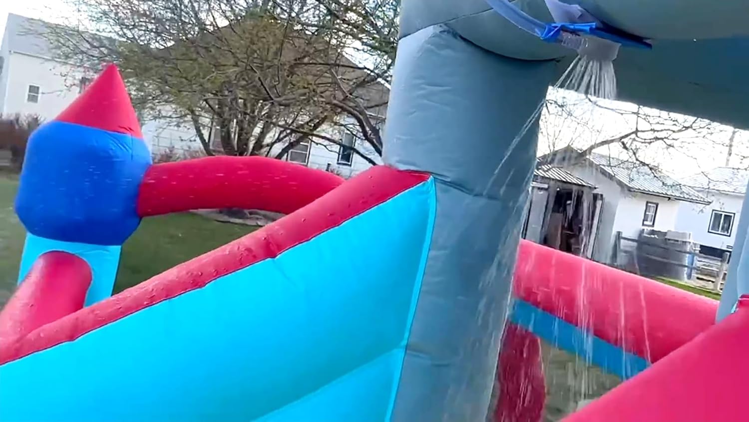 Inflatable Water Slides for Kids 8-in-1 Bounce House Water Park with 450W Blower Climbing Wall, Splash Pool, 2 Water Cannons, Basketball Hoop, Water Slide, Crocodile Sprinkler for Gift Backyard Party