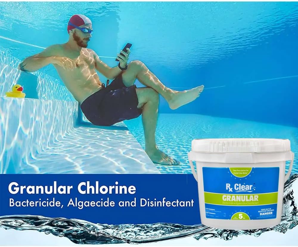 Clear Stabilized Granular Chlorine | One 50-Pound Bucket | Use As Bactericide, Algaecide, and Disinfectant in Swimming Pools and Spas | Fast Dissolving and UV Protected