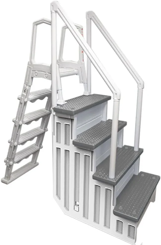 Select Anti-Slip in-Pool Steps | Gray | for Above Ground Swimming Pools | Can Mount to Decks 48