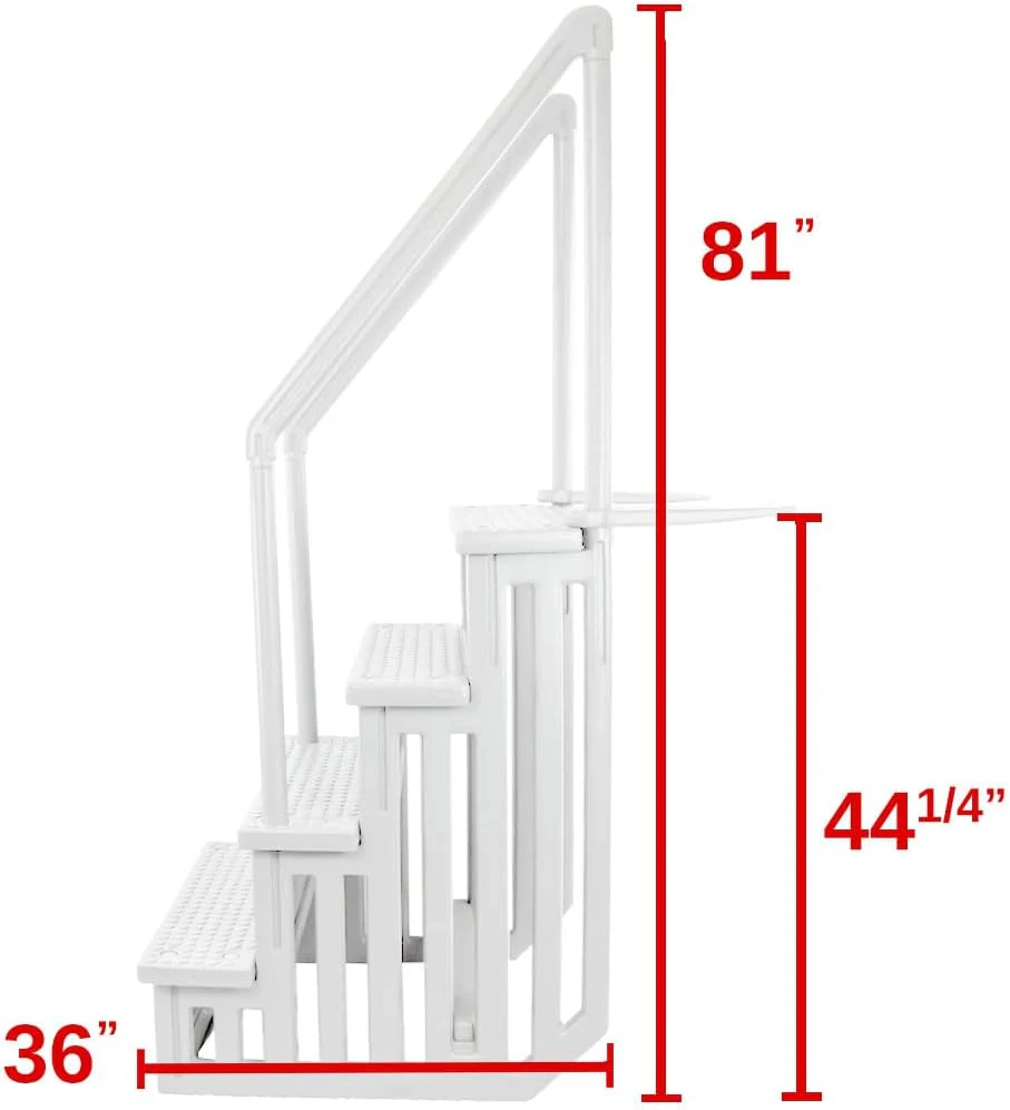 Select Anti-Slip in-Pool Steps | Gray | for Above Ground Swimming Pools | Can Mount to Decks 48